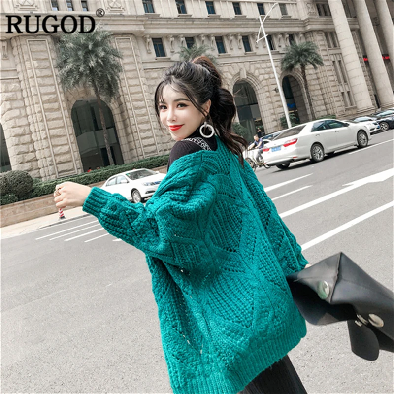RUGOD New Casual Women Cardigans Solid Knitted Sweater Long Sleeve Warm Winter For Female Clothes pull femme |