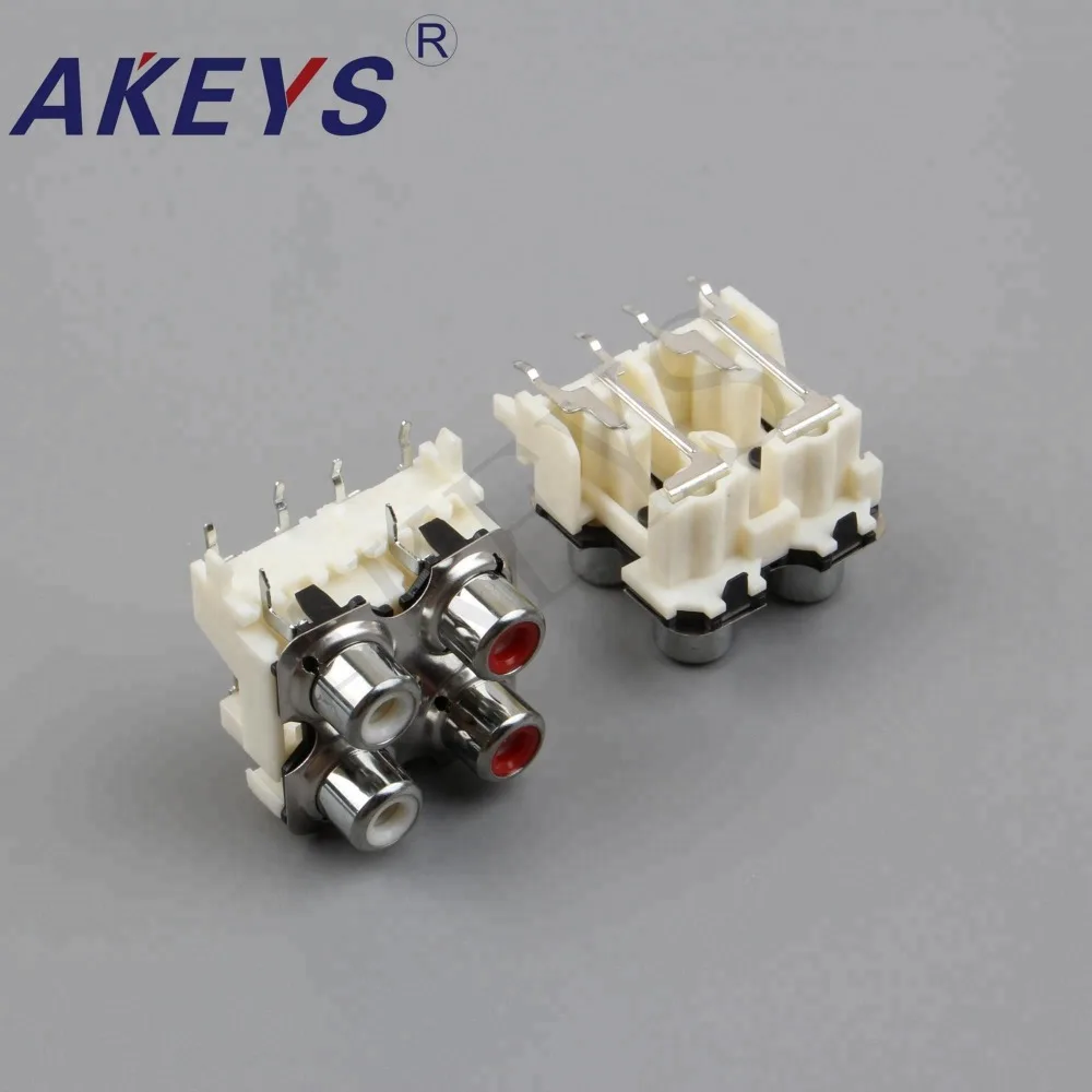 Концентрическая розетка AV AV4-8.4-13D для монтажа на печатной плате белая 4 гнезда RCA 10