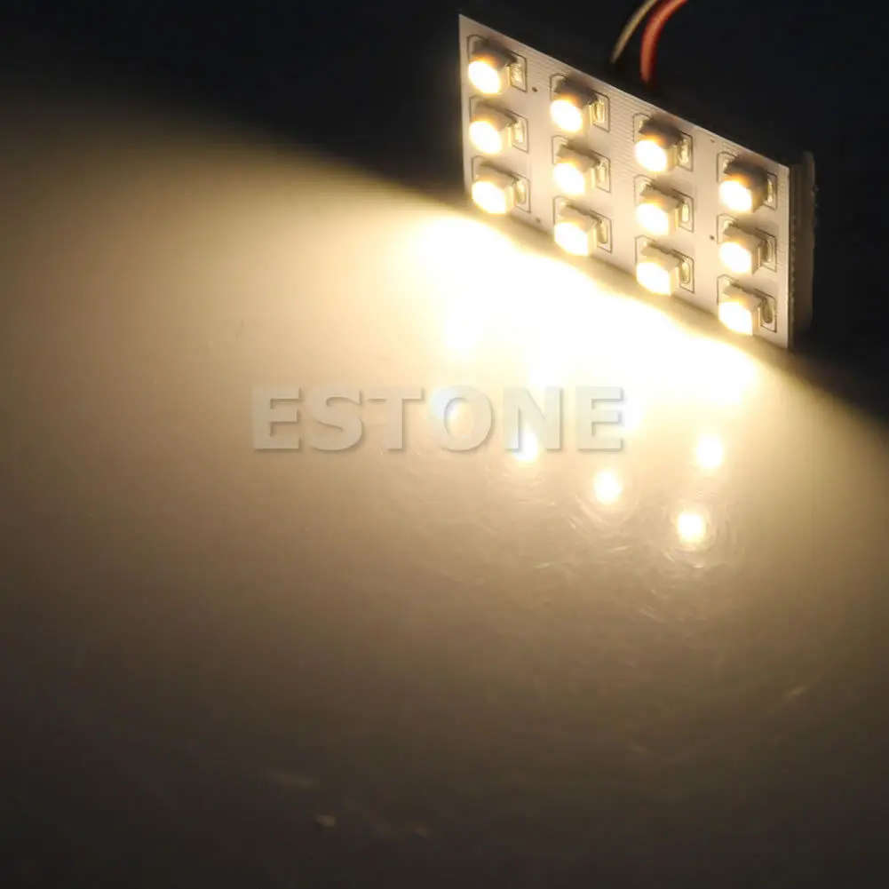 Новый 12 светодиодный 3528 SMD теплый белый светильник для салона автомобиля
