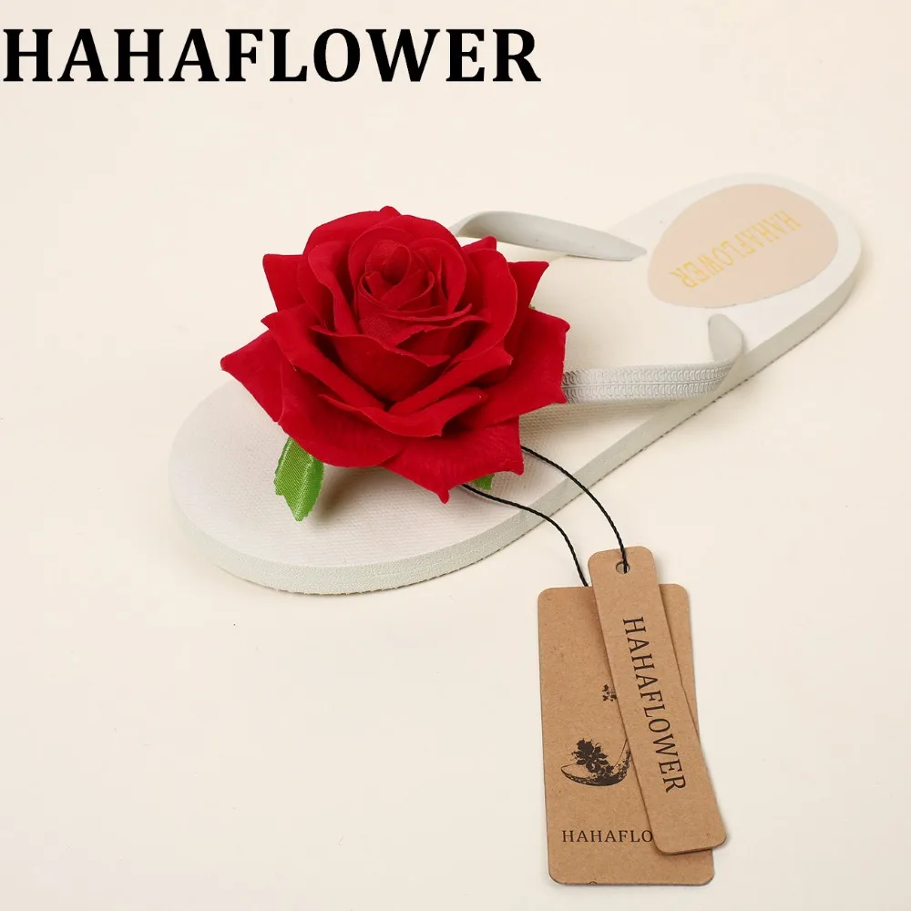 Шлепанцы HAHA женские на толстой подошве пикантные сандалии с цветами розы пляжные