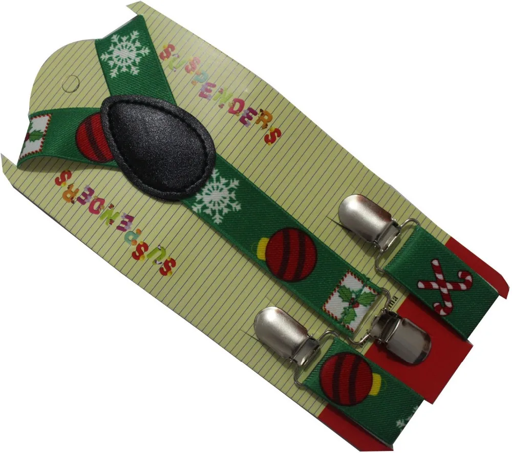 Подтяжки с регулируемой застежкой для мальчиков зеленый Рождественский со