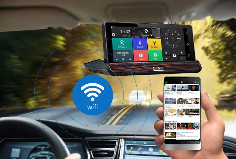 Phisung V50 " сенсорный Android 3g зеркало заднего вида DVR gps wifi Автомобильный видеорегистратор авто тире камера FHD 1080P Двойная Камера rom 16 Гб