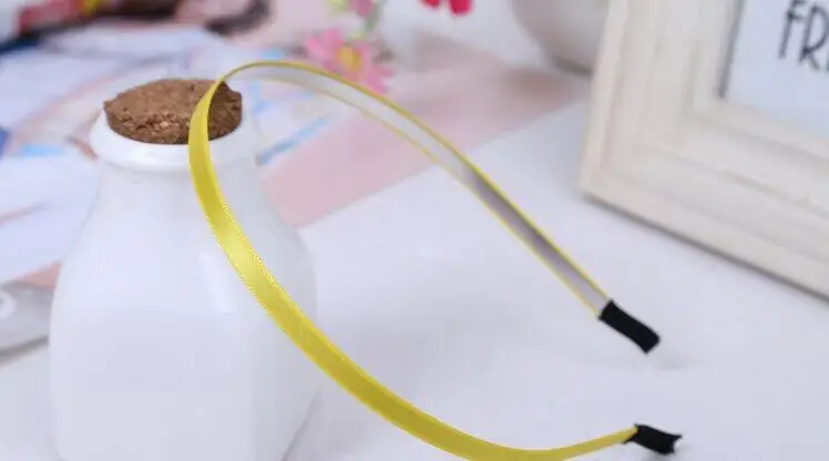 50 шт. 5 мм однотонная атласная лента покрытая металлическим ободком для волос DIY