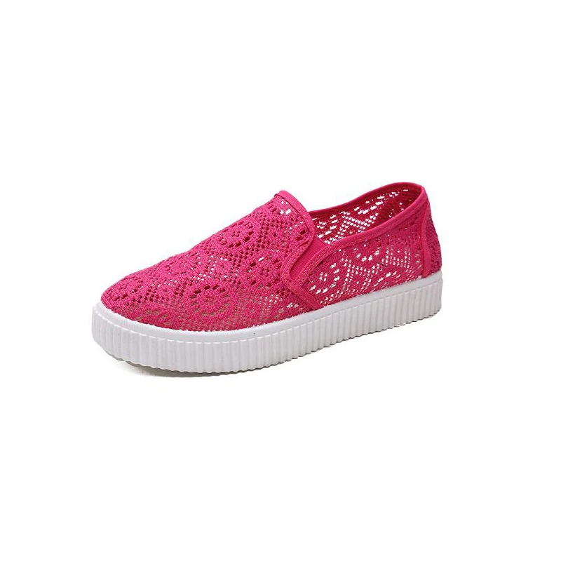 Summer new women's shoes hollow breathable casual flat fashion simple pure color web rubber sneakers | Обувь