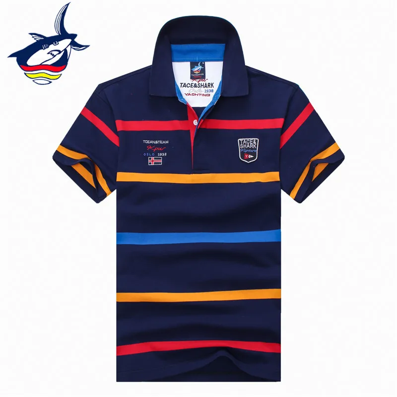 Tace & футболки Shark polo para hombre полосатая рубашка masculina брендовая мужская поло летний