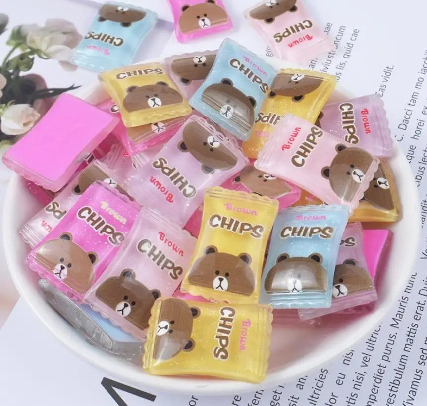 18x28mm Блестящие Kawaii плоские пластмассовые слизь амулеты конфеты сладкий сахар Смола Пластилин слизь ремесло для ручная работа Скрапбукинг декорирование - Цвет: 18x28mm