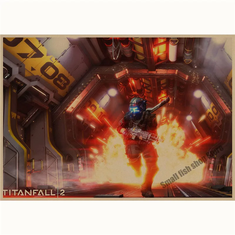 Серебристый Titanfall игра ретро плакат, крафт-бумага для бара кафе домашний декор живопись Наклейка на стену - Цвет: Серебристый