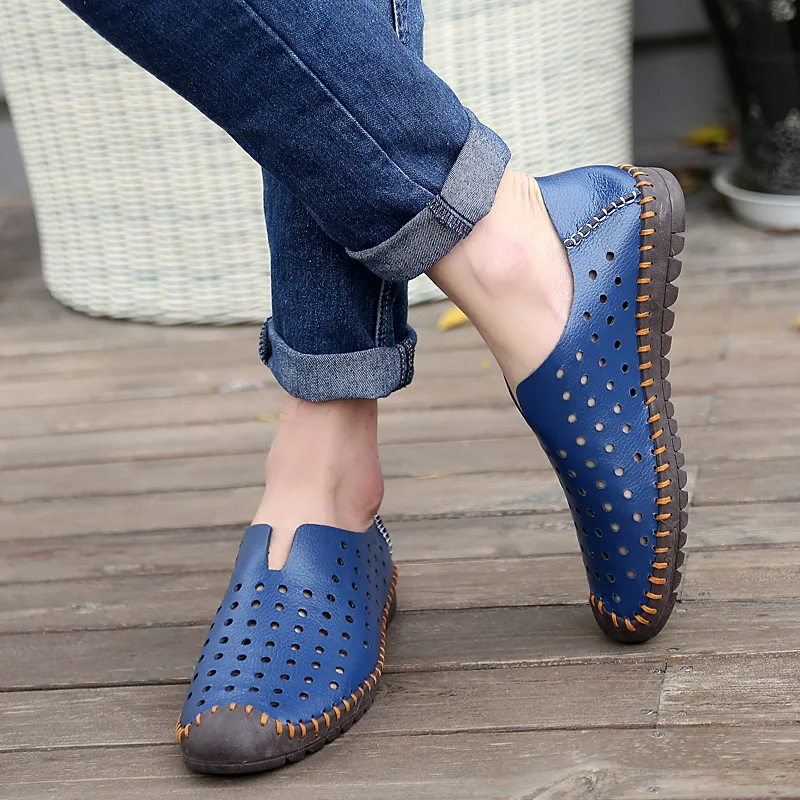 CNFIIA Mens Loafers Leather Footwear Men Shoes Male Slip-On Designer Blue Brown White Breathable | Обувь