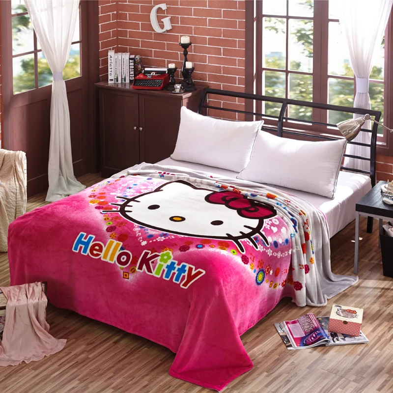 Cartoon Hello Kitty Pattern for Kids Blanket Coral Fleece Travel/ AirPlane/ Bed /Sofa Bedspreads Big Size 200x230cm | Дом и сад