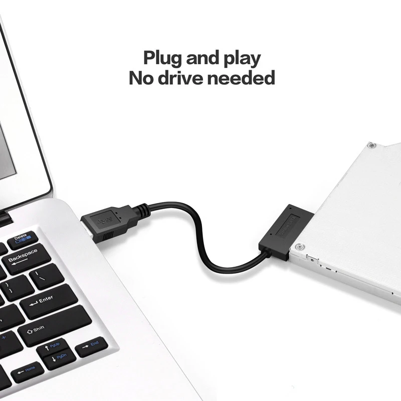 

7+6 13Pin Slim SATA to USB CD DVD Rom Optical Drive Cable Adapter Converter