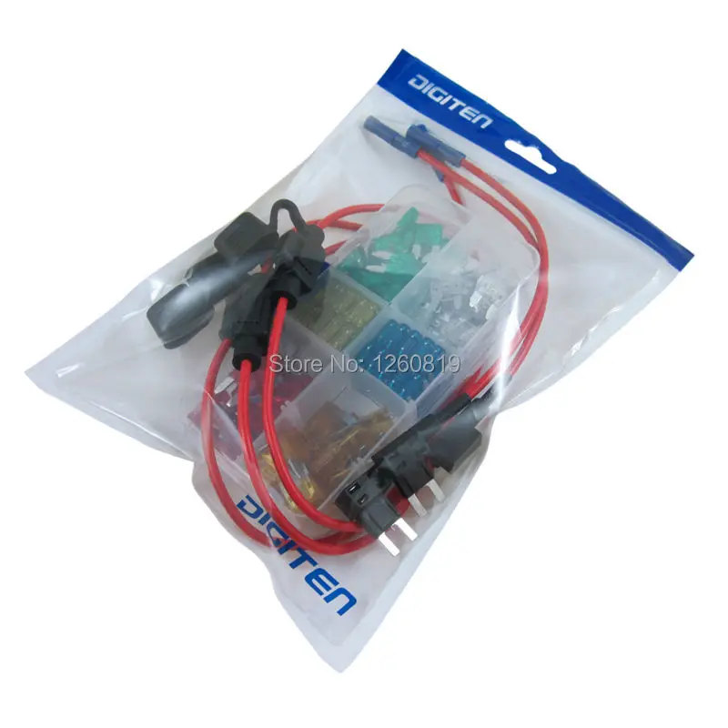 Мини Лезвие ATM предохранители в ассортименте + Встроенный 16 AWG калибровочный