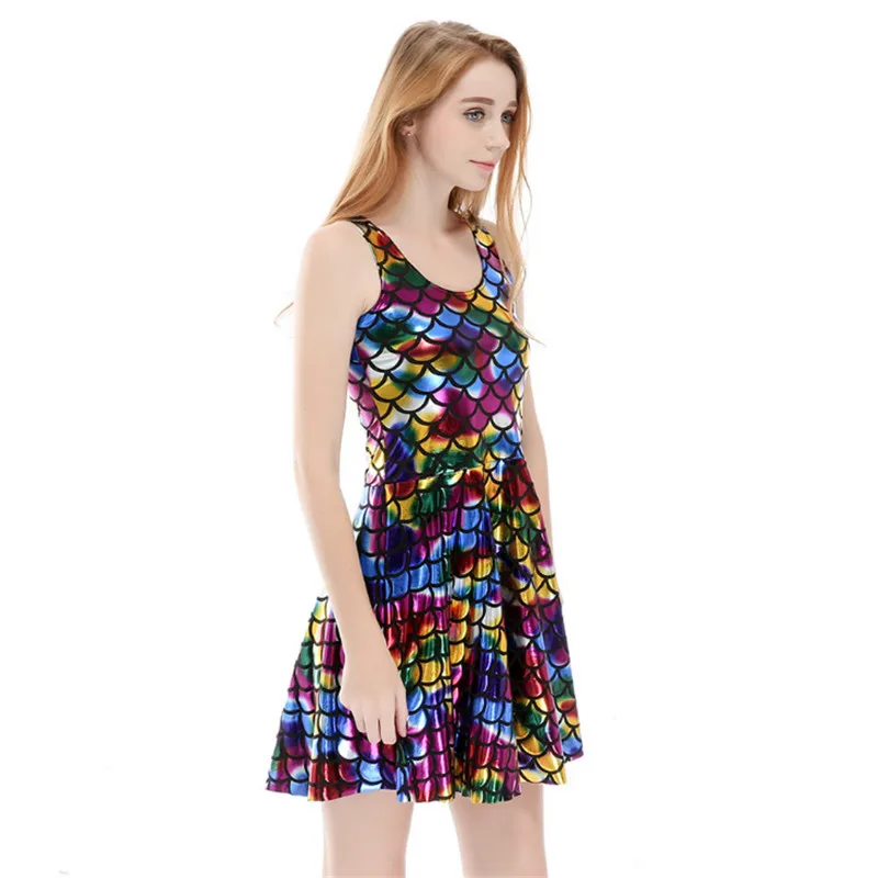 Хэллоуин богиня рыбьей чешуи платье Сияющий Костюм Русалки карнавальный ночной