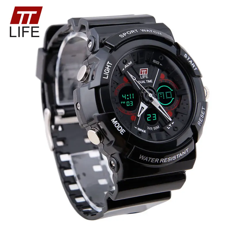TTLIFE Для мужчин мода аналоговые цифровые часы TS01 LED Дисплей цифровой армии Военная