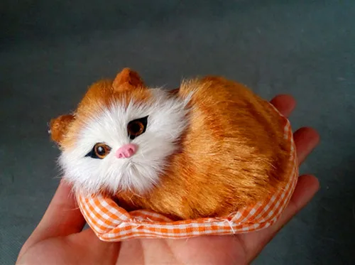 

simulation cute mat cat 10x5x7cm toy model polyethylene&furs cat model home decoration props ,model gift d181