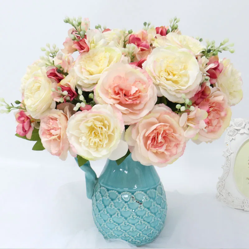 48 см искусственный цветок французская большая связка роз гибискуса Цветочная