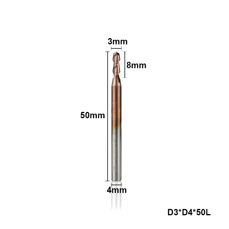 3xD4x50L XCAN 1 шт. 1-12 мм твердосплавная Концевая фреза HRC 50 2 Флейта плоский концевой фреза с покрытием TiCN фрезерный станок с ЧПУ Бит Гравировальный Бит - Длина режущей кромки: 3xD4x50L