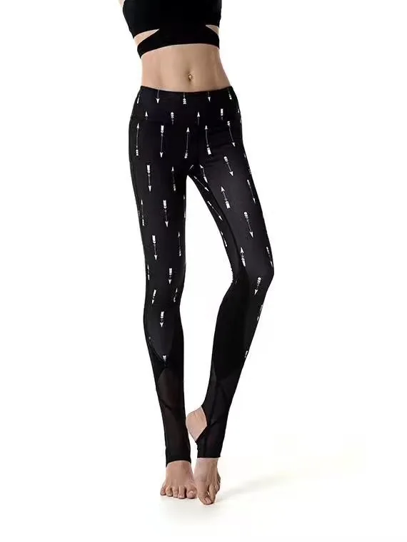 Корея движения Бодибилдинг Йога брюки белый Печать сплит-соединение марли |