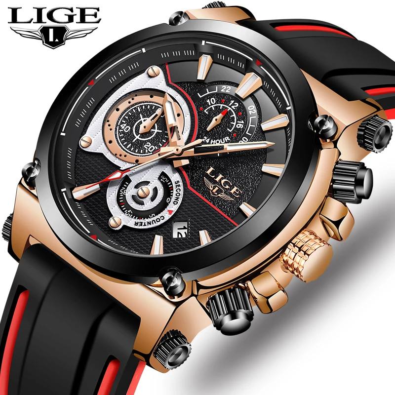 LIGE новые мужские часы Топ люксовый бренд уникальные спортивные кварцевые с датой