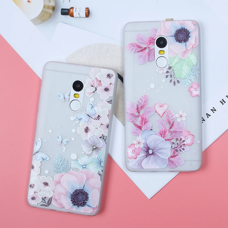 BROEYOUE Case For Redmi 4X Note 7 6 5A 5 Pro 4A Plus 3D Relief Flowers TPU Xiaomi Mi9 A1 5X 5S 6X 8SE |