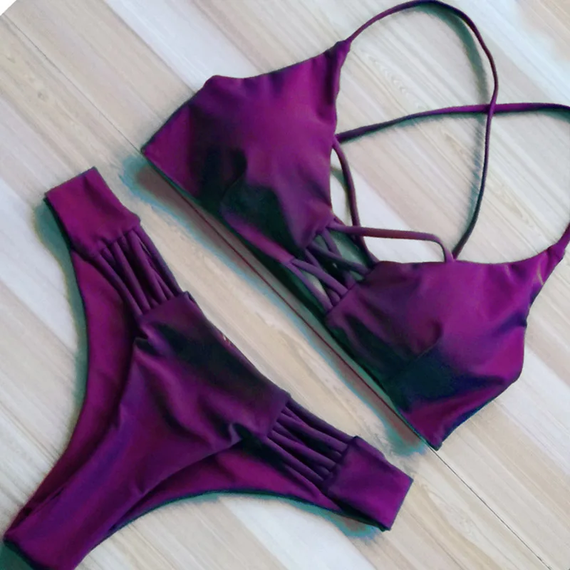 Бикини 2017 Новый купальник женский комплект бикини перекрестный бандаж пляжный