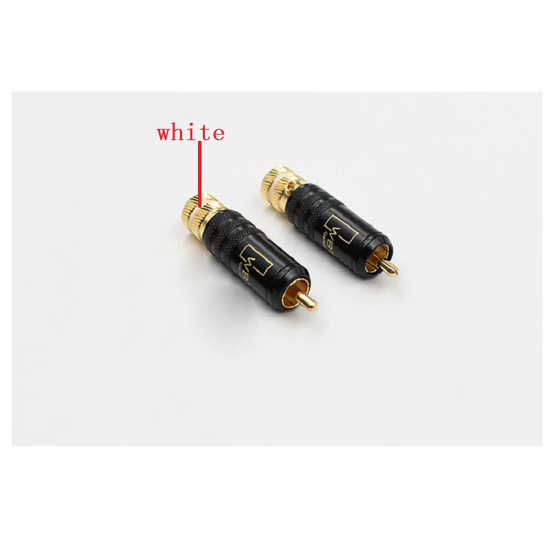 2 шт. позолоченный RCA штекер аудио сигнала RCA разъем пайки Блокировка RCA разъем - Цвет: Белый