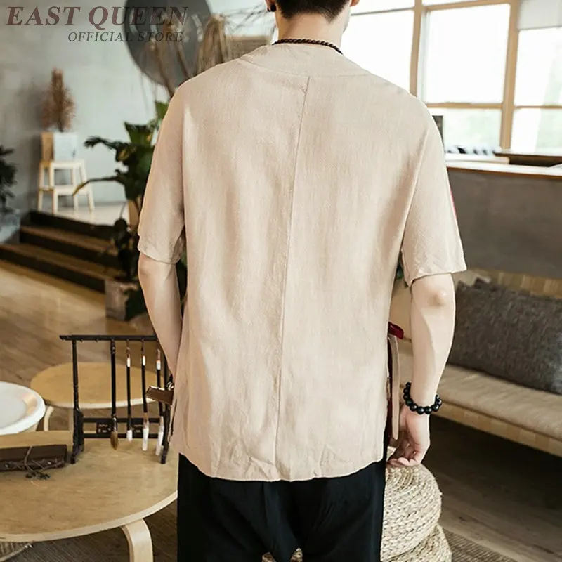 Traditional chinese clothing for men male Chinese mandarin collar shirt blouse wushu kung fu outfit tops linen FF1161 | Тематическая