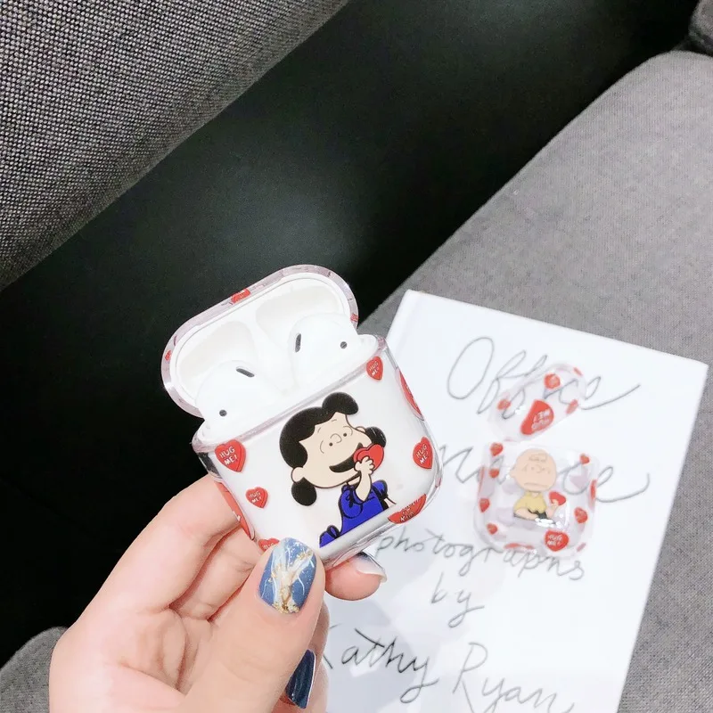 girl Прозрачный чехол для наушников для Apple AirPods, зарядная коробка с милым мультяшным шаржем коричневого цвета, Жесткий Чехол для Airpods, чехол s - Цвет: girl