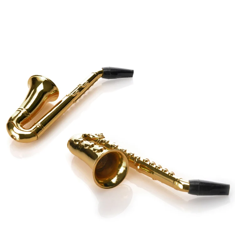 Two Style Small / Big 1X Reggae Saxophone Shaped Metal Smoking Pipe Portable Aluminum With 5 Screen Tobacco Herb Pipes | Дом и сад