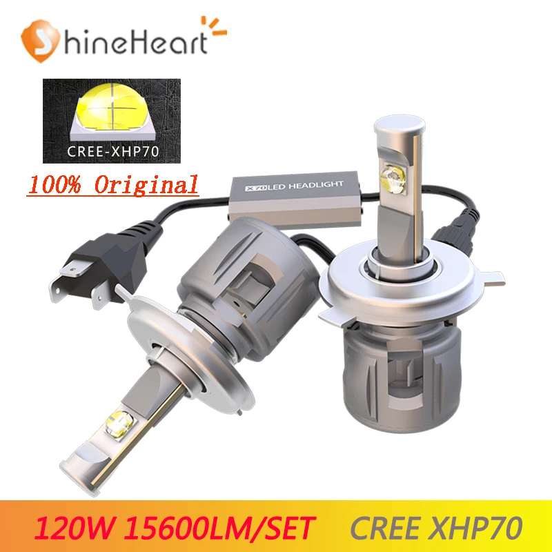 

High Power Easy Installation X70 C-REE XHP70 120w 15600lm Hi/lo H4 LED Auto Headlights BulbS h7 h8 h11 9005 9006 with Turbo Fan