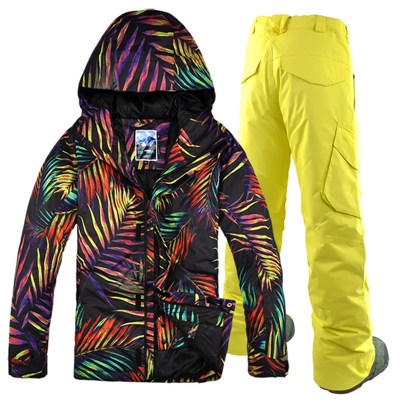 2019 Gsou зимняя мужская лыжная куртка + брюки ветрозащитный водонепроницаемый