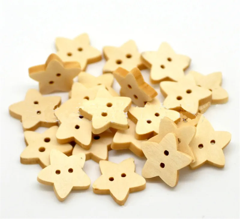 100 шт./пакет 2 отверстия деревянные пуговицы для шитья Скрапбукинг звезда 13*13 мм