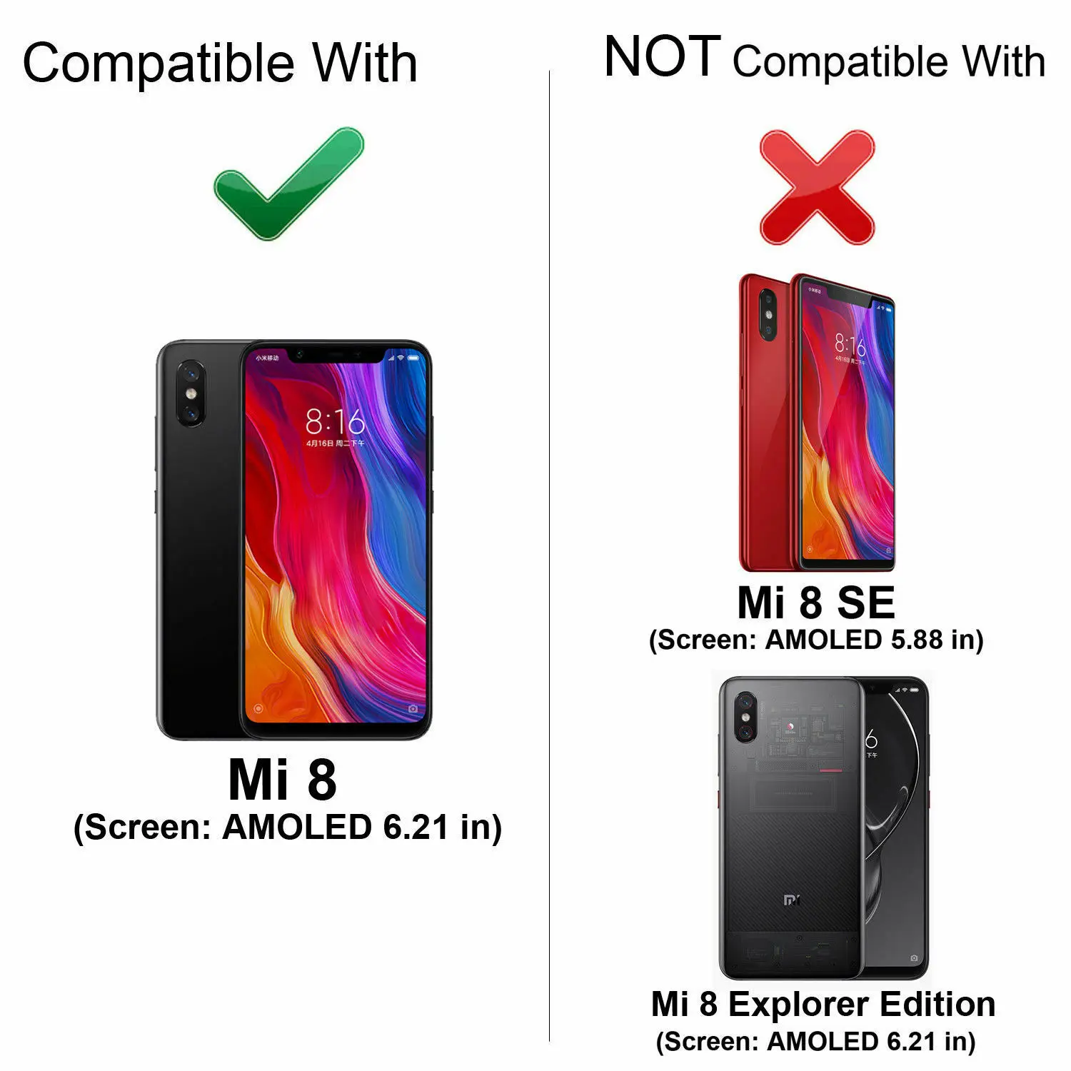 Для Xiaomi Mi 8 ЖК-дисплей 6 21 дюйма Качество AAA сенсорный ЖК-экран с рамкой для