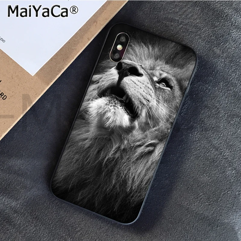 MaiYaCa Animaux Лев новое поступление черный сотовый Чехол для телефона для iphone 11 pro 6S 6plus 7plus 8 8Plus X Xs MAX 5S XR