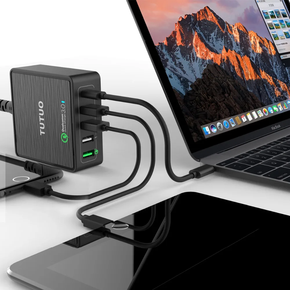 Настольное зарядное устройство TUTUO Quick Charge 3 0 с 5 портами USB и зарядной станцией Type C
