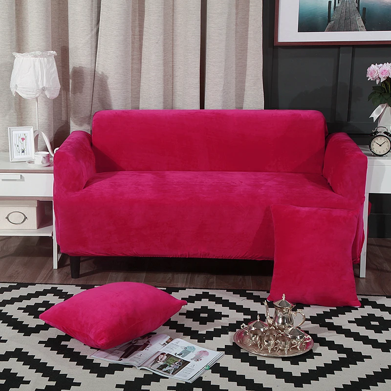 Модный красный чистый цвет чехол для дивана эластичный диван печатное искусство