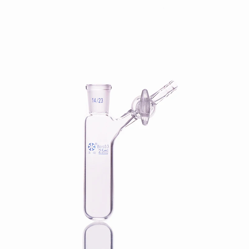 Reaction tube with glass valve and standard gr mouth,Capacity 25ml and joint 14/23,High borosilicate glass
