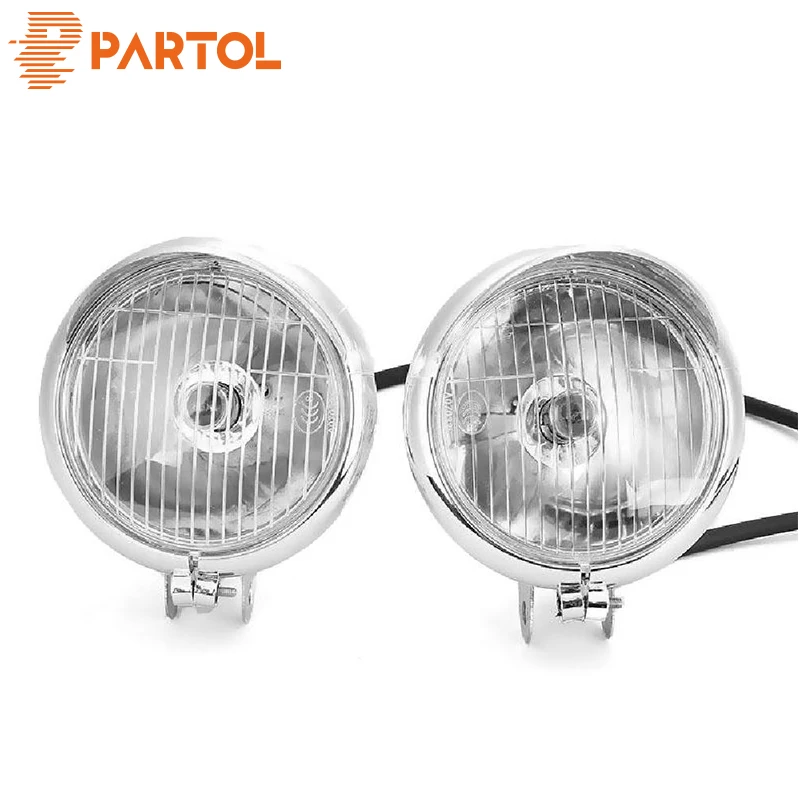 Мигалка partol Chrome Универсальный Мотоцикл головной светильник LED прохождения туман светильник противотуманной фары 12V для Honda Yamaha Kawasaki Suzuki Triump Кафе Рейсер