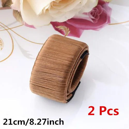light brown М мизм 2 шт 21 см/8,27 дюйма Волшебная булочка французский шиньон шар изгиб гибкий парик резинки для волос аксессуары для волос блюдо для женщин - Цвет: light brown