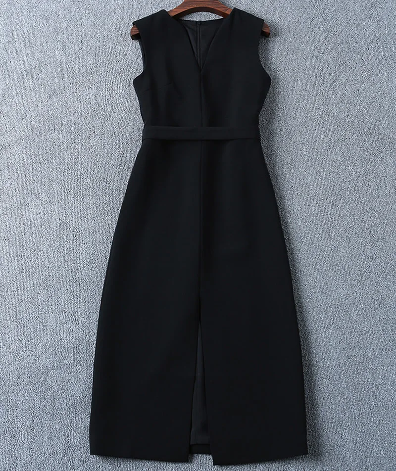 Женское платье без рукавов с разрезом однотонное элегантное футляр для женщин из