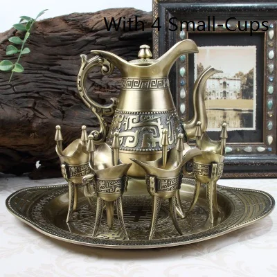 Green Bronze B Креативные ретро Роскошные бронзовые медные водки вина бренди снифтеры Кубок бедра колбы лоток гравировка рюмки барная посуда статуэтки подарки - Цвет: Green Bronze B