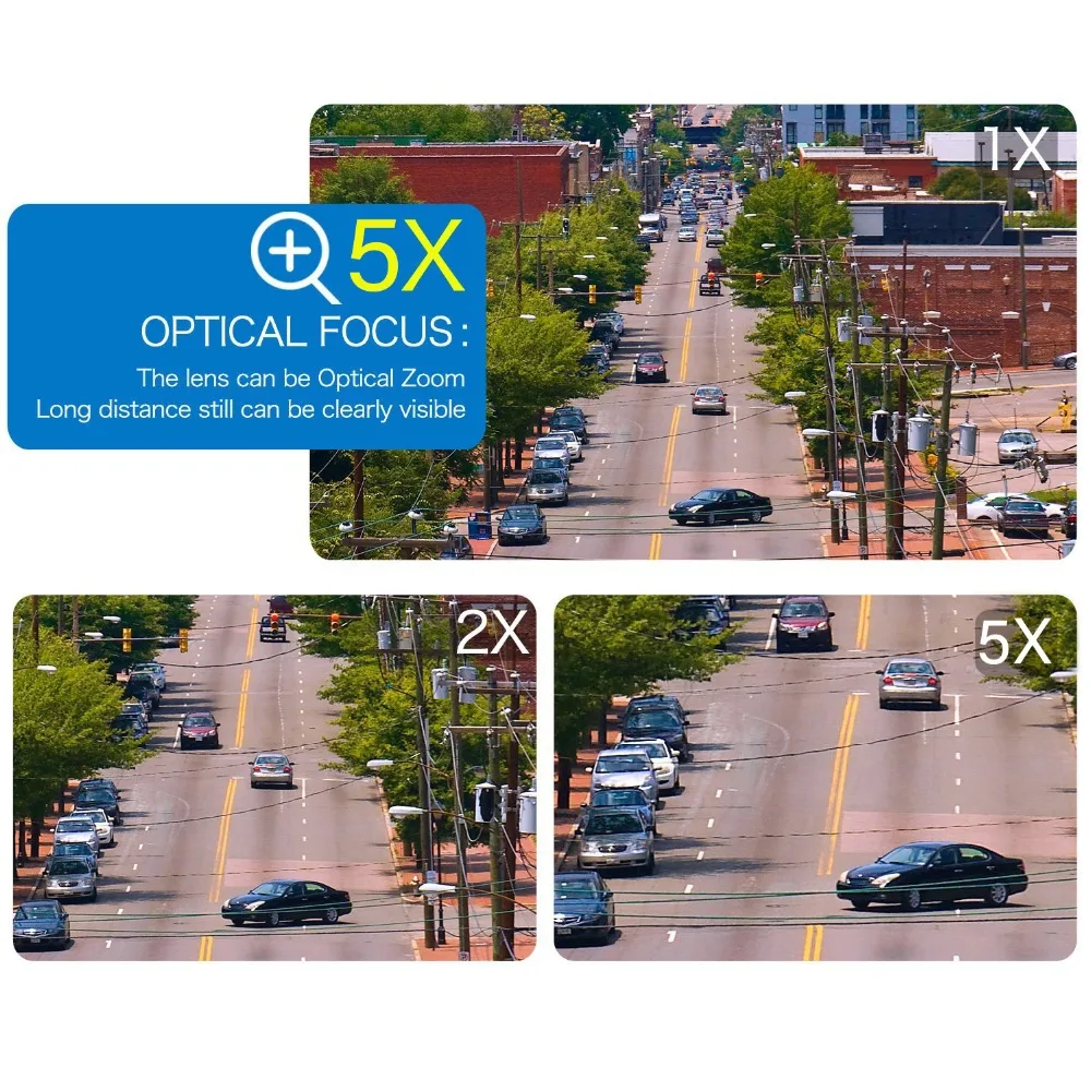 2MP CCTV камера Двусторонняя аудио ночное видение 5x зум оптический 1080p наблюдения
