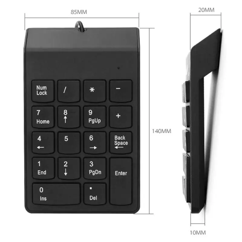 Проводная цифровая мини-клавиатура VODOOL с USB 18 19 клавиш Светодиодный светодиодная