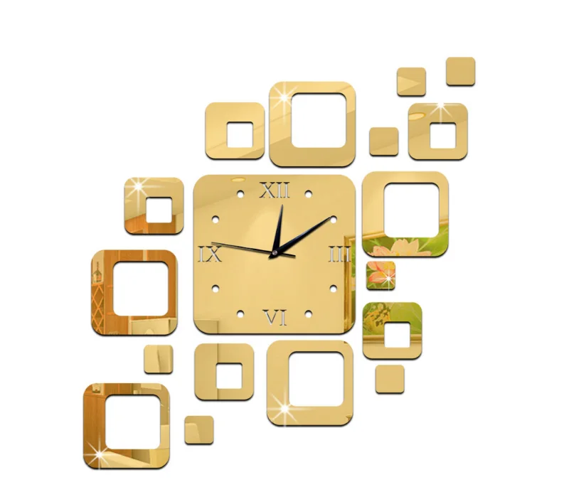 Настенные часы Квадратные Зеркальные 3d сделай сам акриловые настенные большие