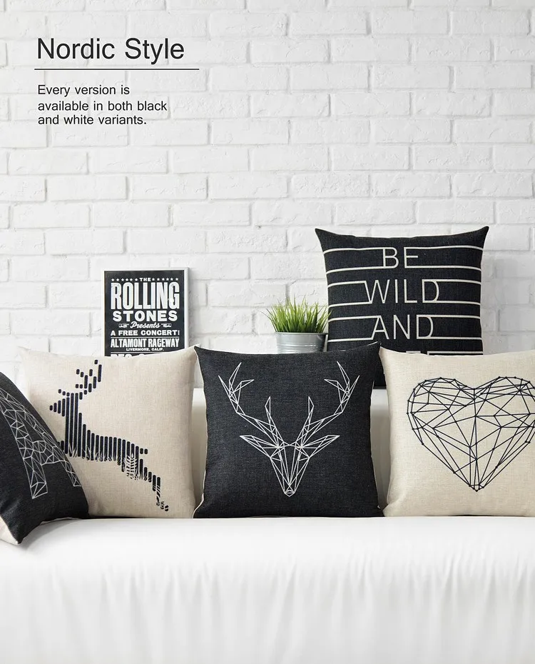 Nordic декоративные подушки decorativos, Оленей Подушки Бросить подушки для софы, геометрические подушку набор олень 45x45 случае охватывает,подушка на кресло,подушка прикол,наволочки на подушки