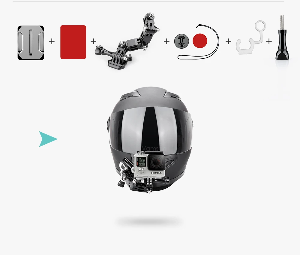 Vamson шлем аксессуары для Gopro Hero 6 5 4 комплект изогнутый для шлема клей боковое Крепление Адаптер для Xiaomi YI для SJCAM VP125B