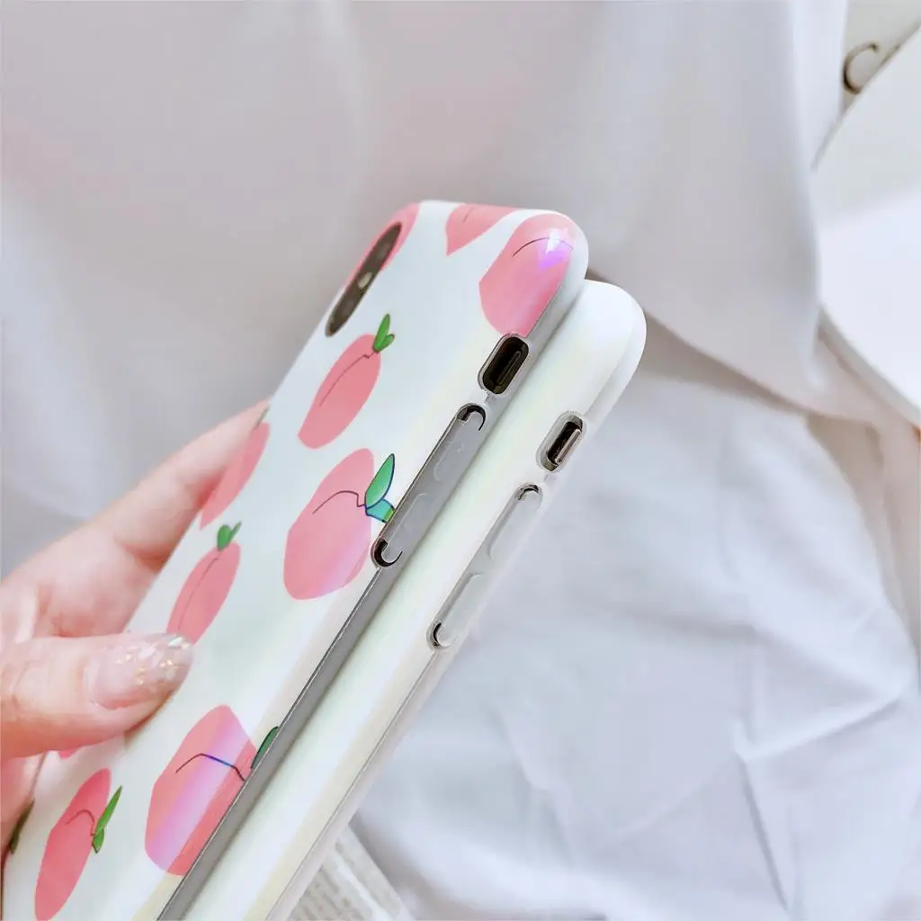 Лето фрукты персик Funda для iphone 7 чехол синий светильник IMD телефона 6 6S 8 Plus X XR XS Max