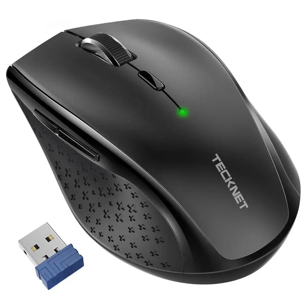 TeckNet USB оптическая беспроводная мышь 2,4G приемник 4800 dpi регулируемая USB 2,0 Компьютерная мышь эргономичная мышь для ноутбука ПК мышь - Цвет: Черный