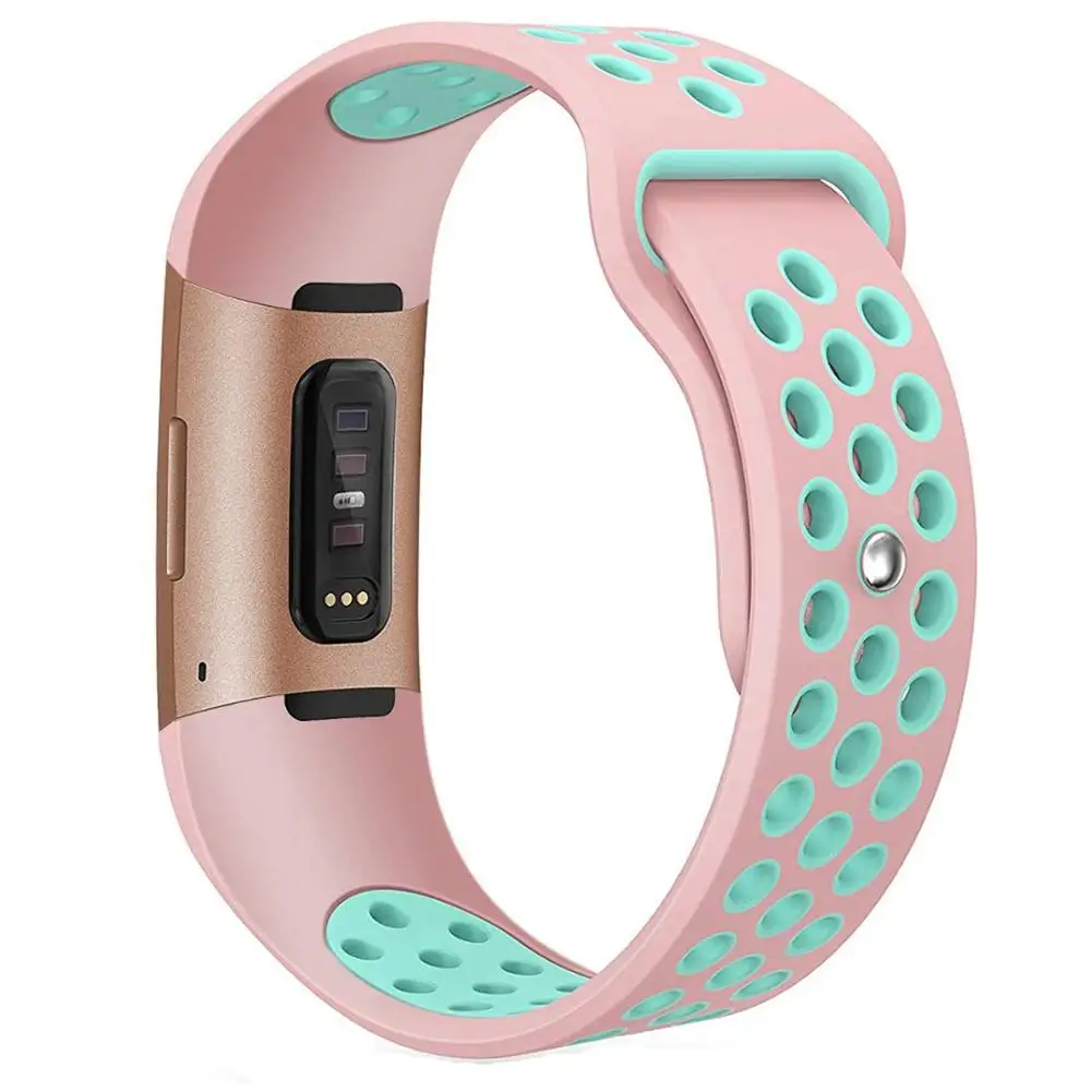 Pink Green Ktab смарт-аксессуары ремешок для часов Fitbit Charge 3 регулируемый спортивный силиконовый аксессуар наручный ремешок для часов для Charge3 SE полос - Цвет: Pink Green