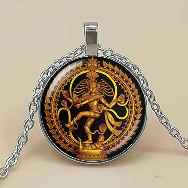 Золотистый Будда вандализованное ожерелье для танцев Shiva хрустальные подвески