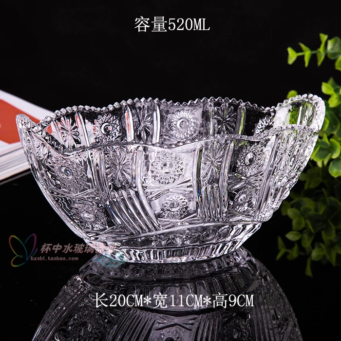 Прозрачная стеклянная тарелка для фруктов салатов десертов с кораблем|crystal glass